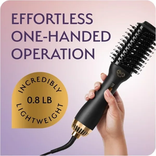 Professional Blowout Hair Dryer Brush, Black Gold Dryer and Volumizer, Hot Air Brush for Women, 60MM Oval Shape