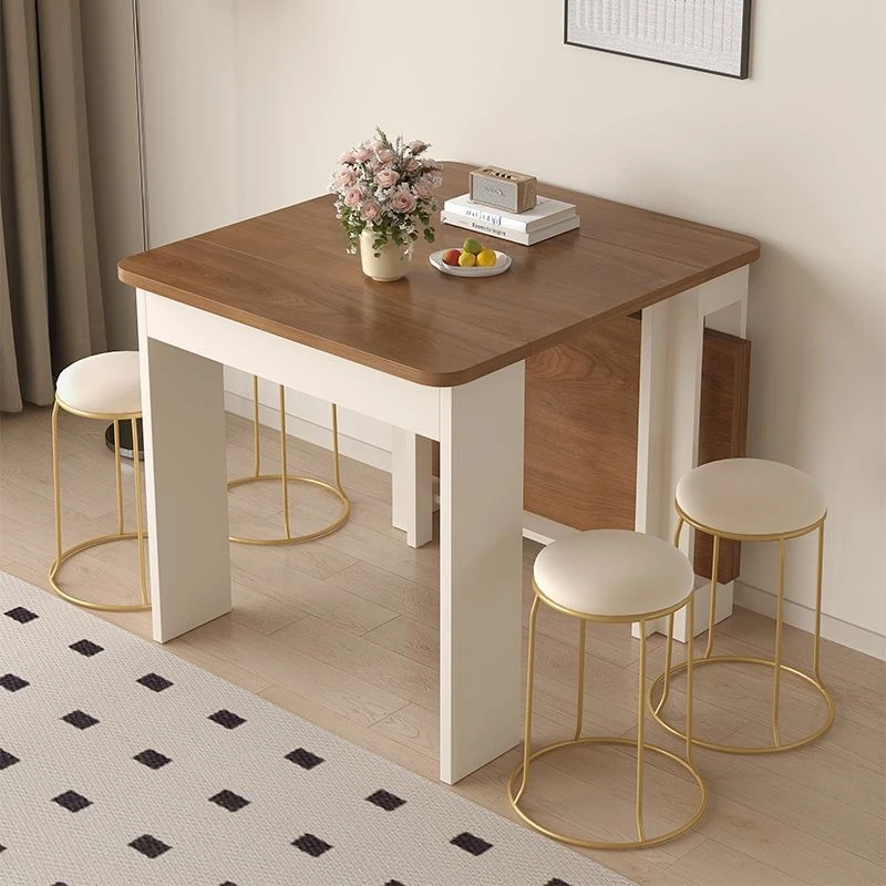 Retractable folding dining table, living room household table, rectangular can seat 10 people