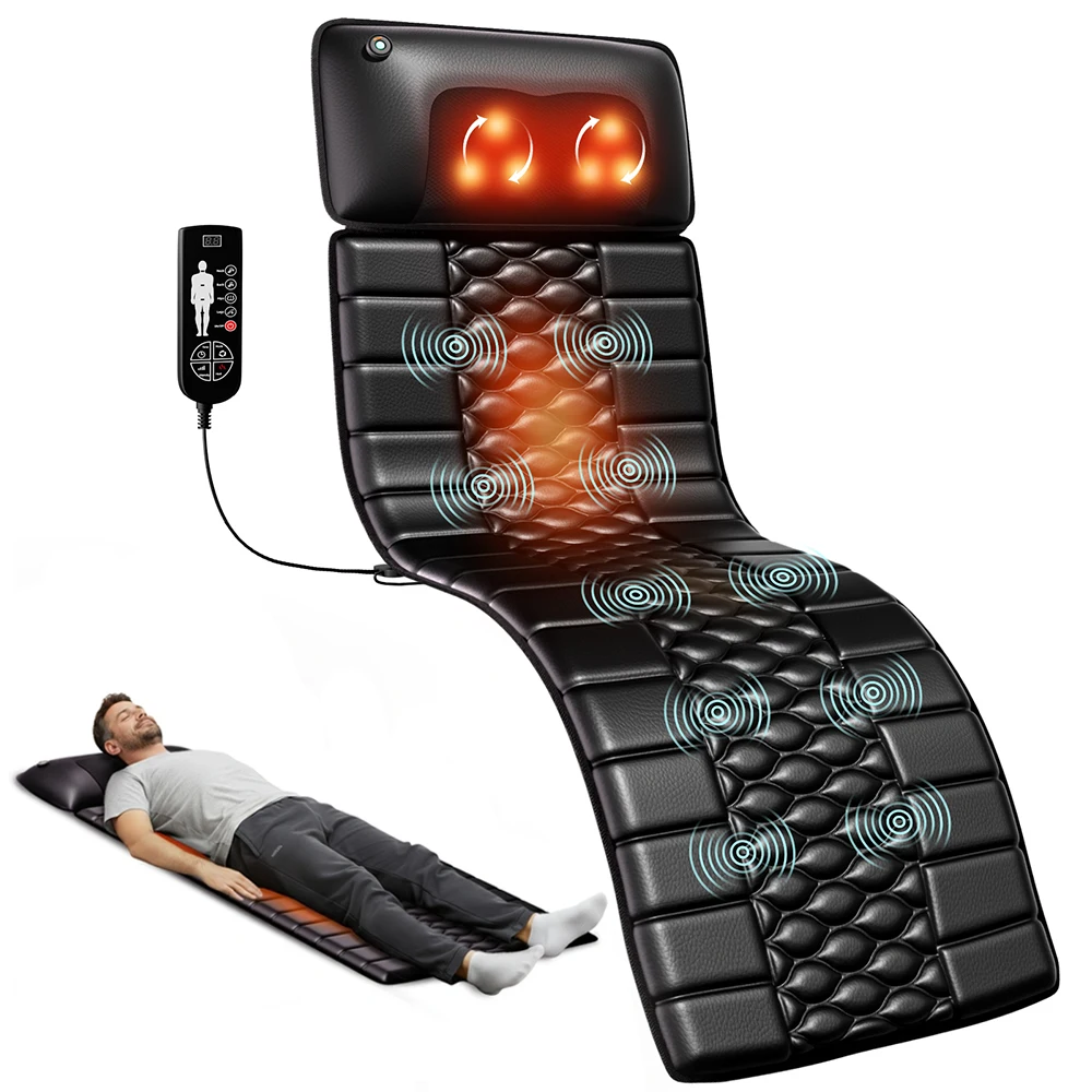 Shiatsu-massagemat, vibratieverwarming voor het hele lichaam, verlichting van diepe weefselpijn voor nekbenen, stimulatiekussen voor thuiskantoorgebruik