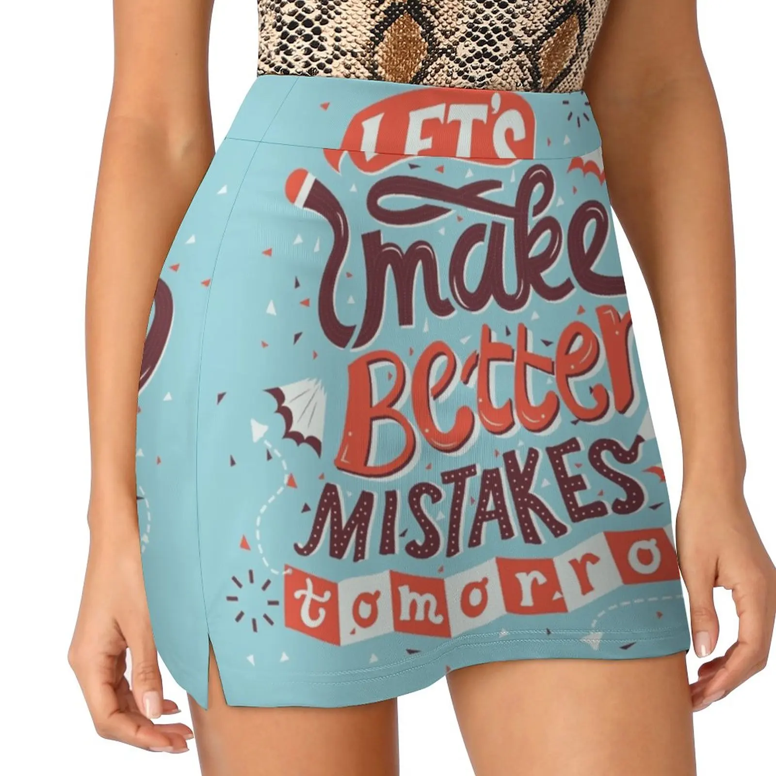 Better Mistakes Women's skirt Mini Skirts A Line Skirt With Hide Pocket Lettering Hand Lettering Typography Quote