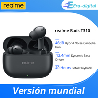 Global Version realme Buds T310 46dB Hybrid Noise Cancellation 40Hours Total Playback 12.4mm Dynamic Bass Driver IP55 Waterproof
