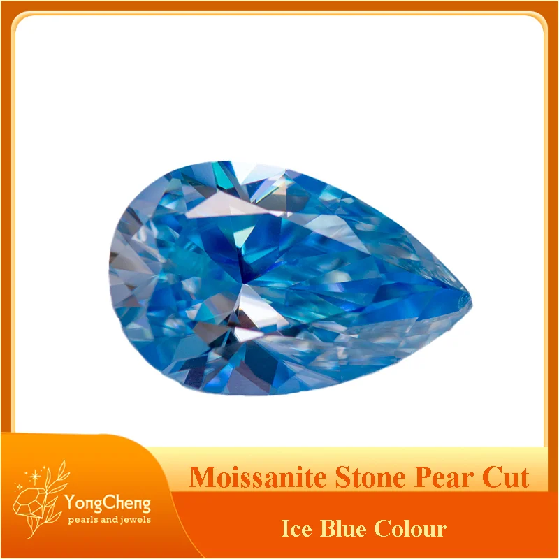 Moissanite Loose Stone Pear Cut Ice Blue Color Lab สร้างเพชรขั้นสูงเครื่องประดับทําวัสดุที่มีใบรับรอง GRA