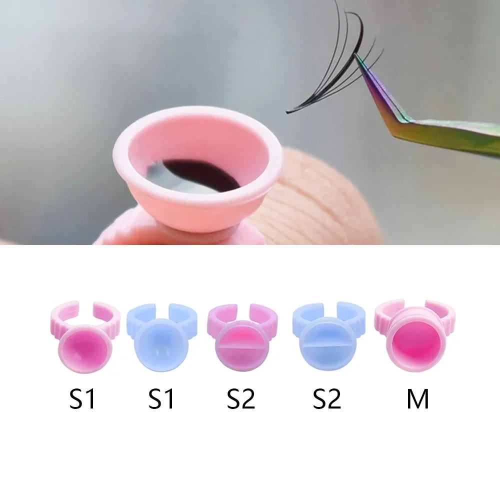 100PCS White Plastic Glue Ring Cups For Eyelashes Extension Microblading Pigment Holder Makeup Beauty Tools Supplier