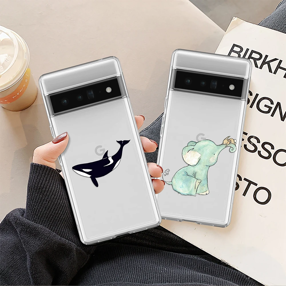 

Cute Whale Case for Google Pixel 7a 7Pro 7 6a 5 5a 5G Soft TPU Protection Shell for Google 4XL 4 2 3XL 2XL 3 3a 3aXL 4a 6 6Pro