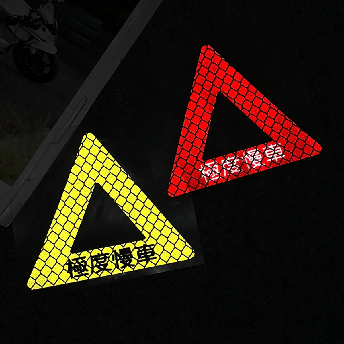 JDM SPEEDHUNTERS Strongly Reflective Triangle Safety Warning Stickers Decor Motorcycle Scooter Body Helmet Accessories Decal