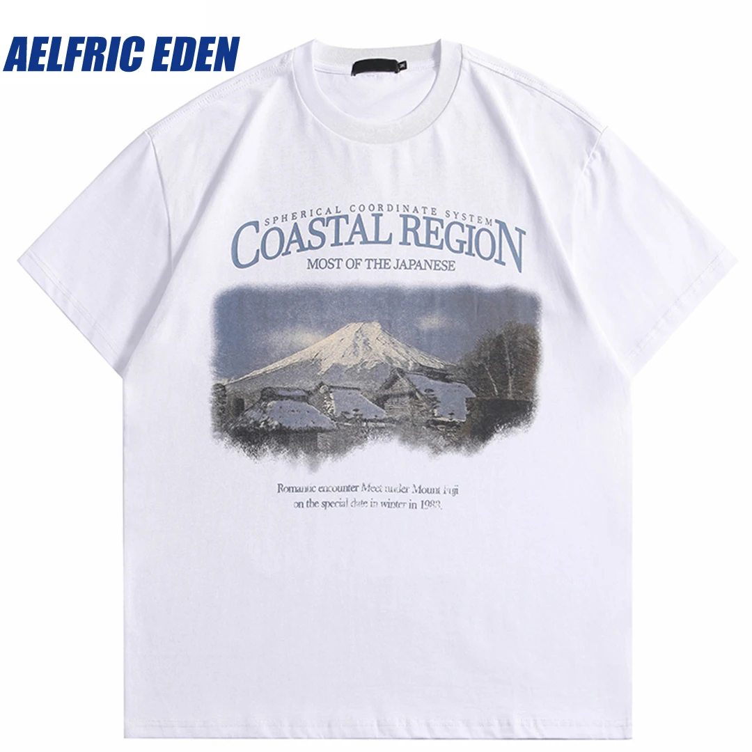 Aelfric Eden Mount Letter Printed T Shirt 2023 Men T-Shirt Hip Hop Streetwear Harajuku Cotton Casual Short Sleeve Tops Tees