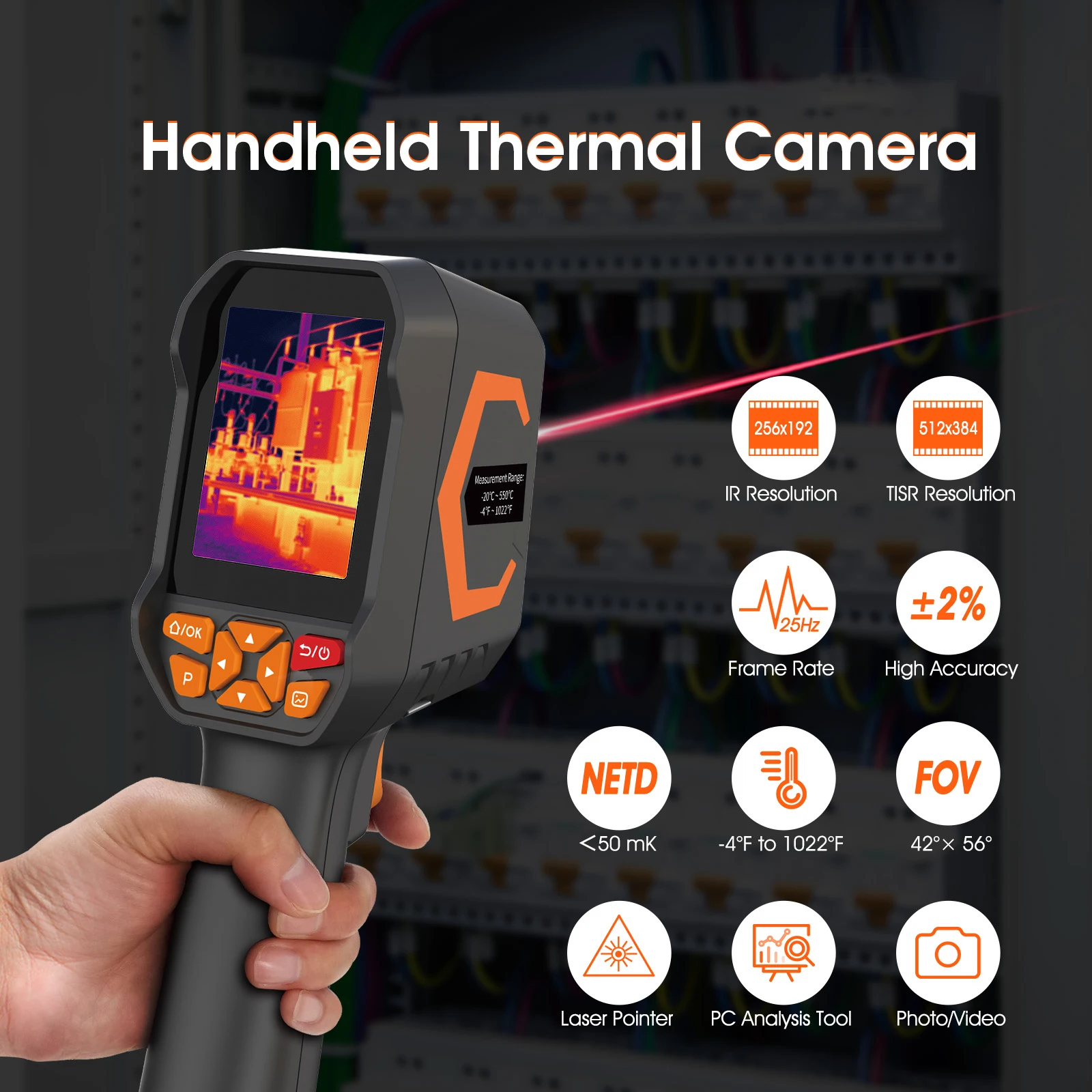 DP15L 512x384 Thermal Camera, Industrial Infrared Imager for HVAC/Building Moisture Leak Detector, -4°F~1022°F 2MP PC Analysis
