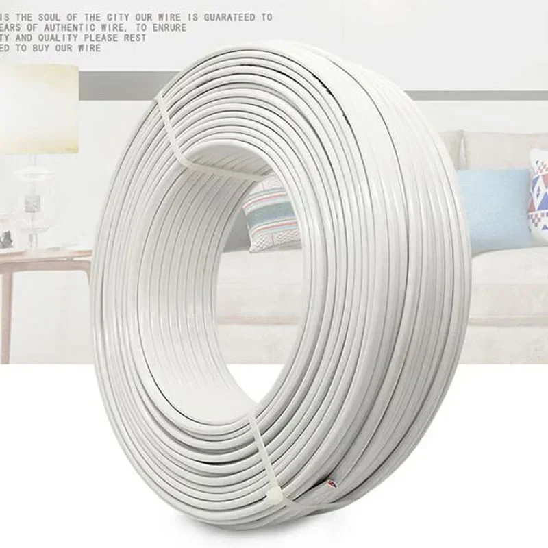 5 Meters Home Improvement White Two-core Copper Wire and Cable BVVB Hard Core 2 * 1/ 1.5/ 2.5/ 4/ 6 Mm Sheathed Wire
