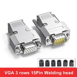 Pure Copper Gold-plated VGA Soldering Head Connector 3 Rows 15 Pin HDB15 Male Female Plugs Computer Monitor Projector VGA Joints