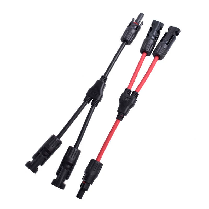 30A DC1000V Y-shaped Photovoltaic Connector Cable Waterproof IP67 Y3 Y4 Y5 1 to 2 Parallel Black Red Wire Solar Panel Plug Wire