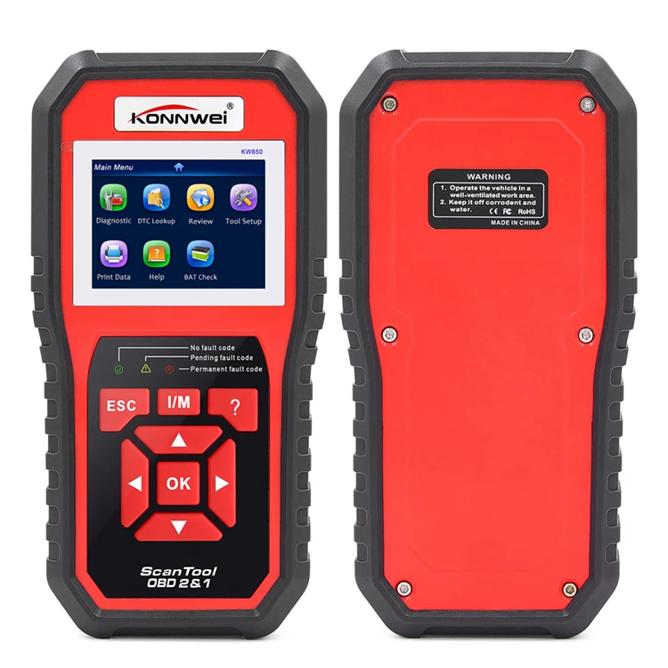 

Professional Konnwei KW850 Scanner Code Reader OBD2 Car Diagnostic Tools Red OBD Engine Analyzer