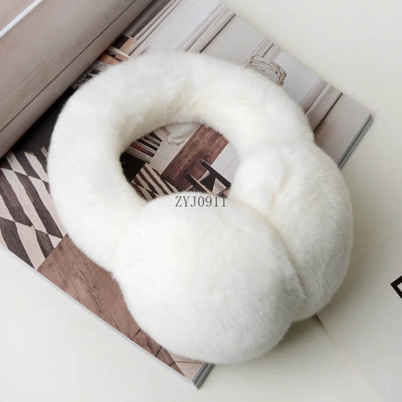 Natural 100% Rex Rabbit Fur Earmuffs Women Fashion Men Warm Russia Winter Real Fur Earmuffs Children Ear Cover fur Earlap Girl
