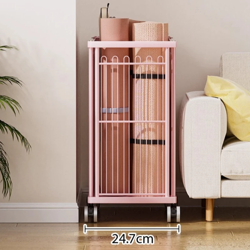 

Heavy Duty Carbon Steel Sports Equipment Rack，High Capacity Gym Organizer for Yoga Mats, Home Fitness Gear Storage with Wheels