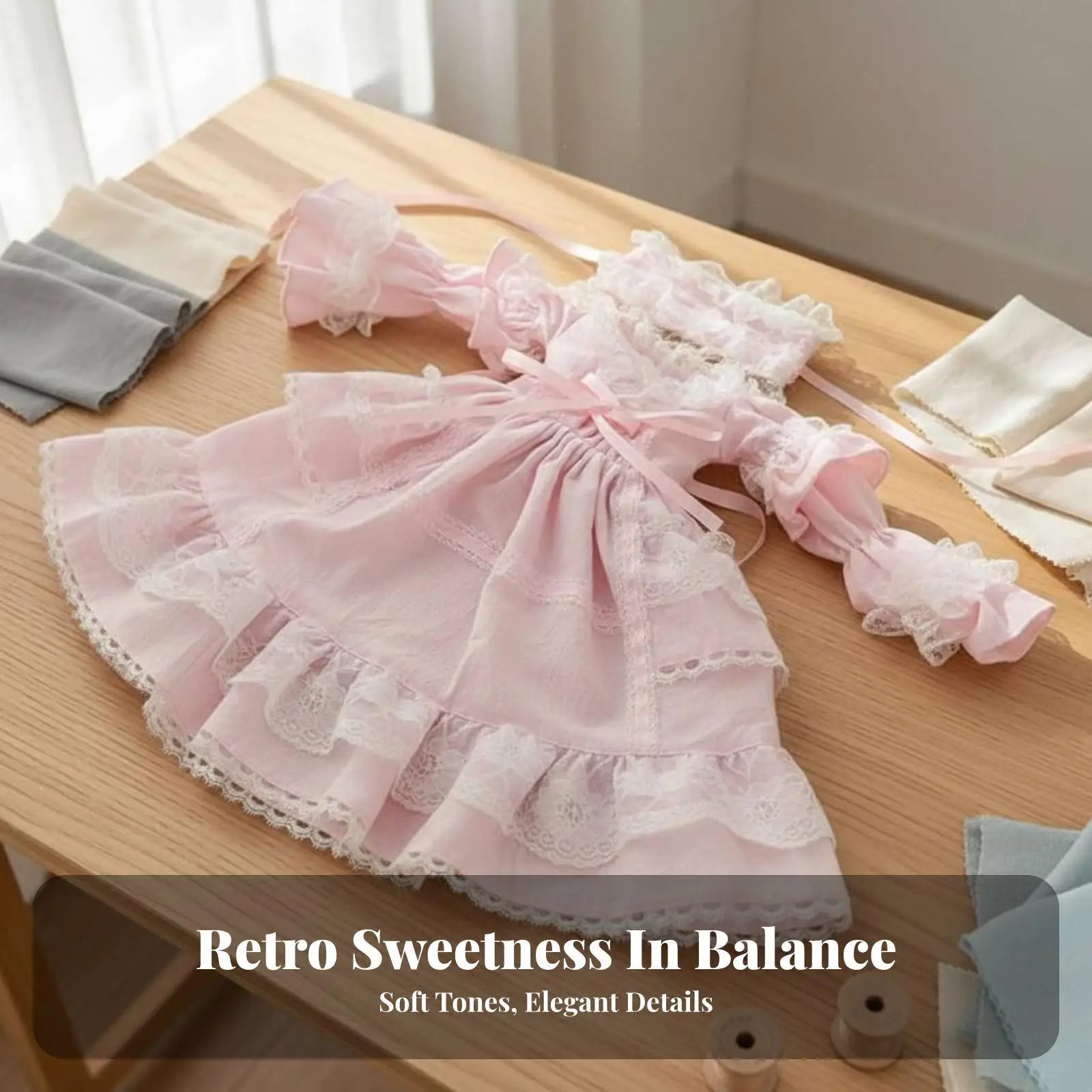 Maid Design Doll Dress with Ribbon Accents Princess Outfit BJD Clothes for Girl Doll and Accessories