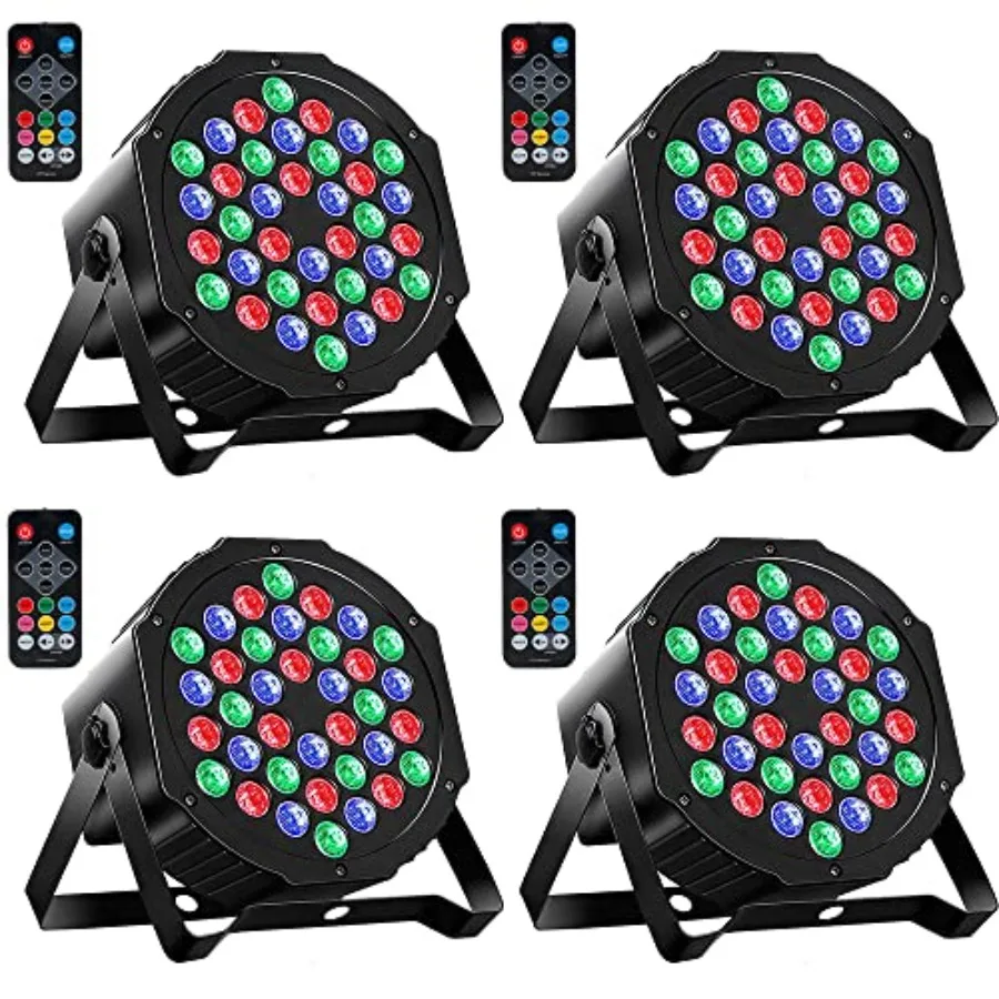 

Светодиодные RGB-светильники Par Lights 3 LED для сцены, звукоактивируемые, с управлением DMX, 7 режимов, подсветка с пультом ДУ, для сцены, дискотек и вечеринок