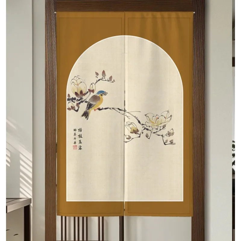 Classical Bamboo Bird changing room Curtain Privacy Partition Doorway Curtains Kitchen Entrance Noren Linen Hanging Half-curtain