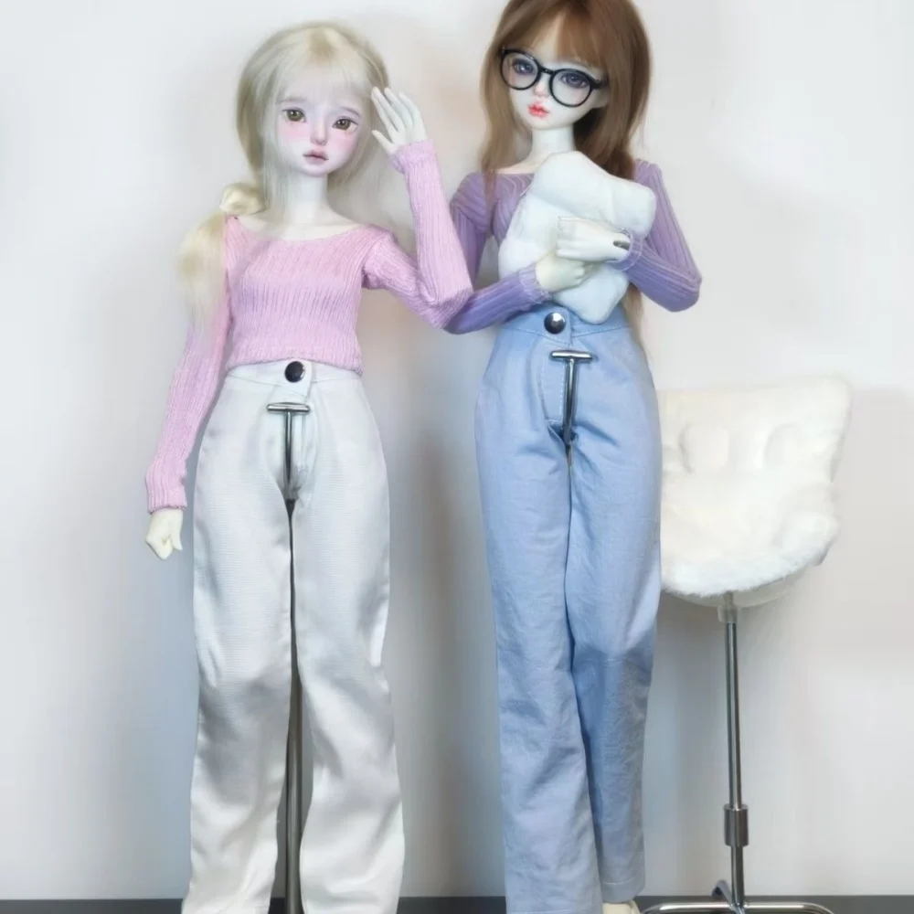 

Наряд для куклы bjd подходит для вязаного топа с длинными рукавами размера 1/4 и джинсовых длинных штанов, комплект аксессуаров для кукол.