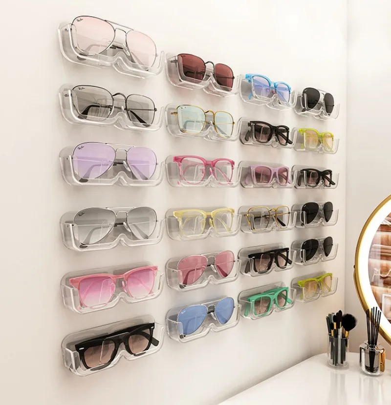 High-End Wall Mounted Sunglasses Storage Rack Glasses Storage Box Sun-Glasses Display Holder Home Organizer Accessories