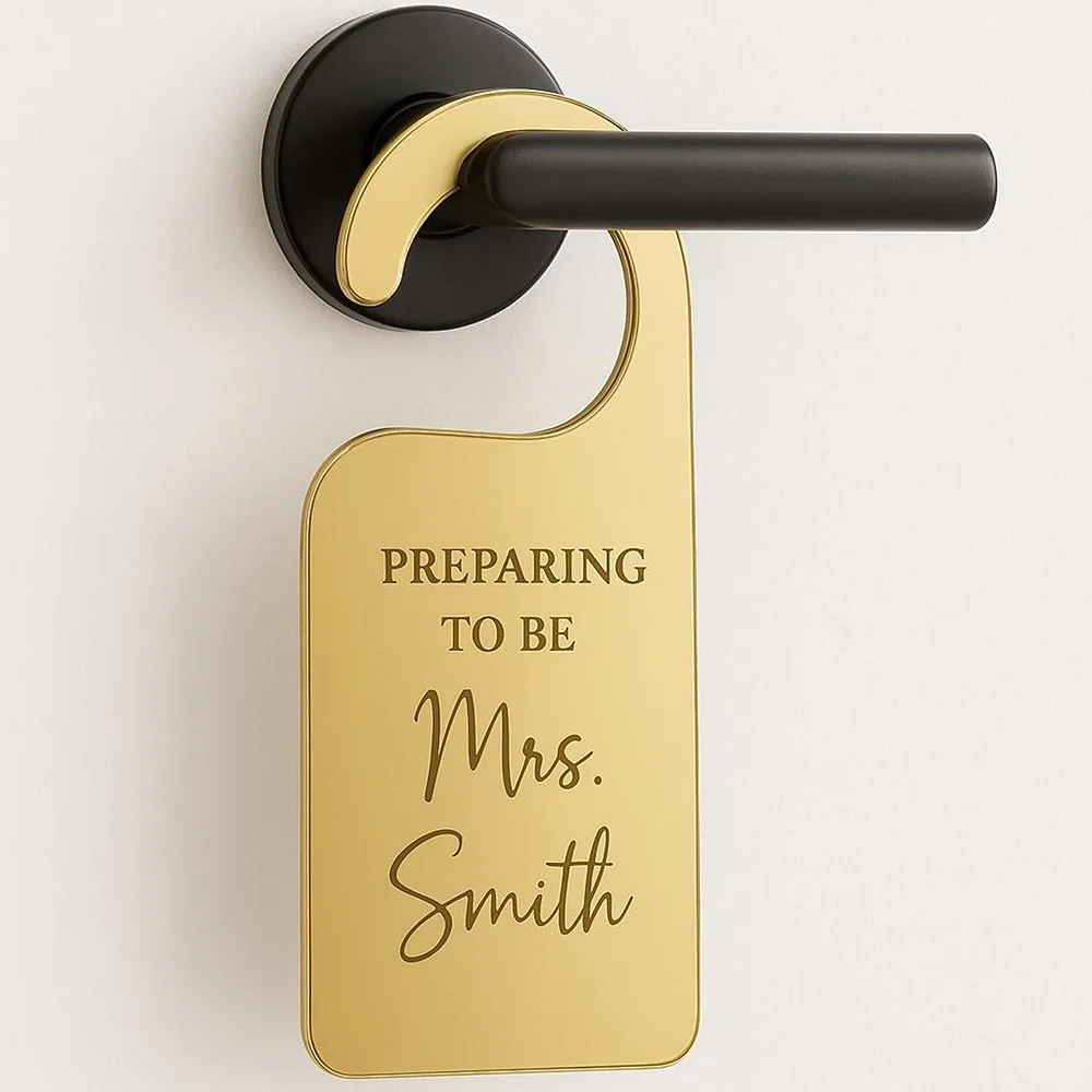 Personalized Bridal Door Decoration Preparing to Be Mrs Bride Getting Ready Sign Door Hanger Wedding Sign Wedding Morning Gift - view 2
