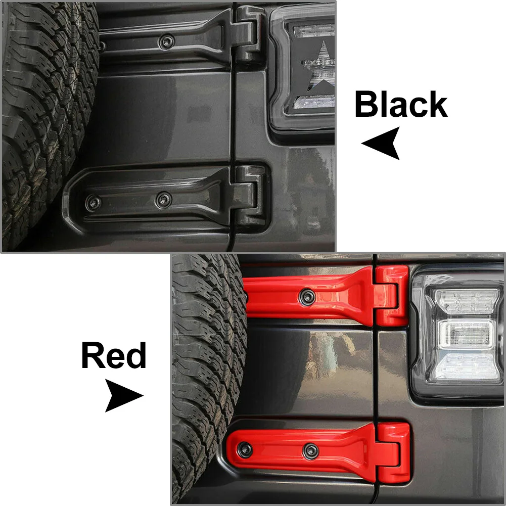 Black/Red Spare Tire Tailgate Door Hinge Cover For Jeep Wrangler JL JLU 2018 2019 2020 2021 2022 Car Accessories