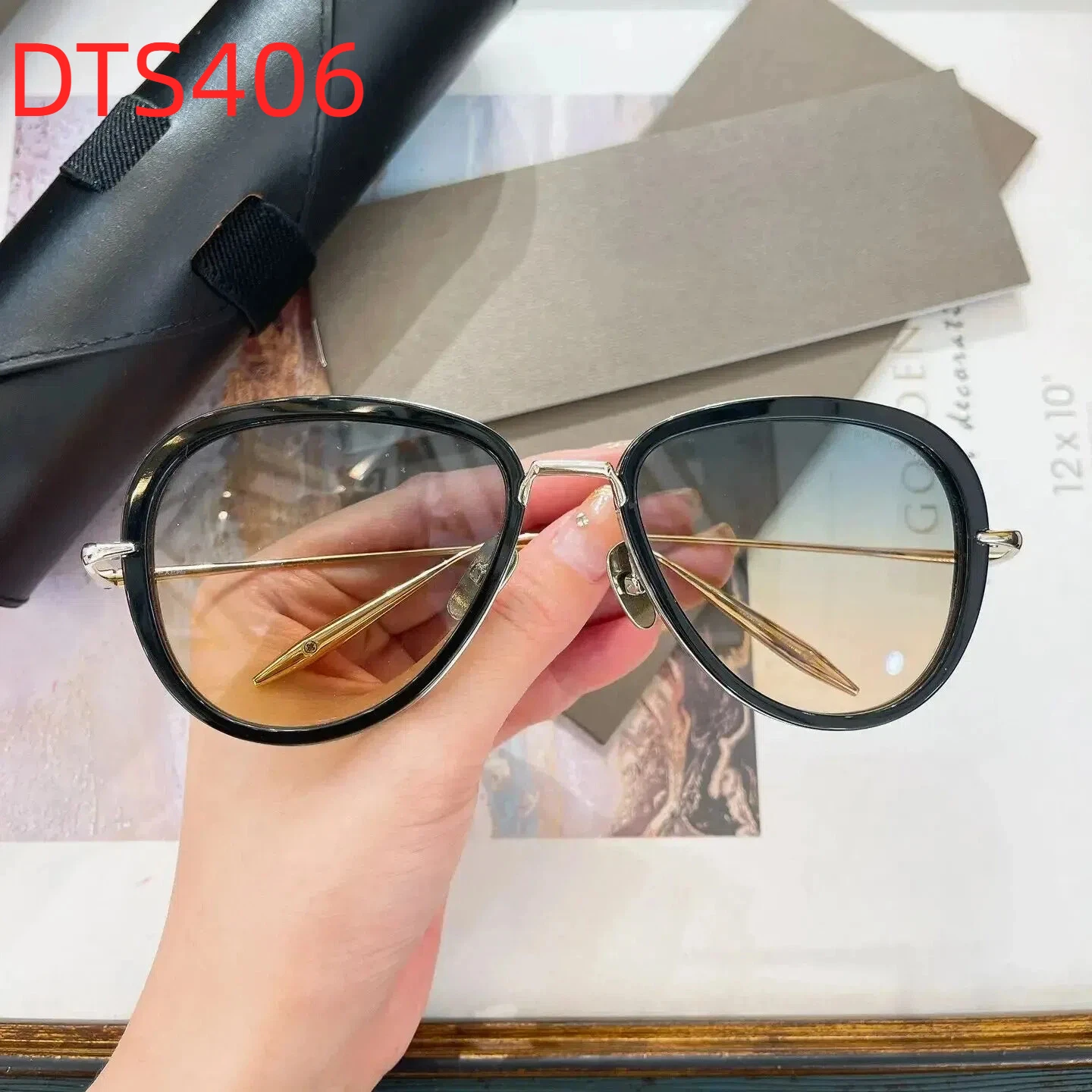 

New DT PERPLEXER-TWO DTS406 Alloy+Acetate Frame Womens Sunglasses Oval UV400 Leisure Retro Popular Men's Sun Glasses With Box