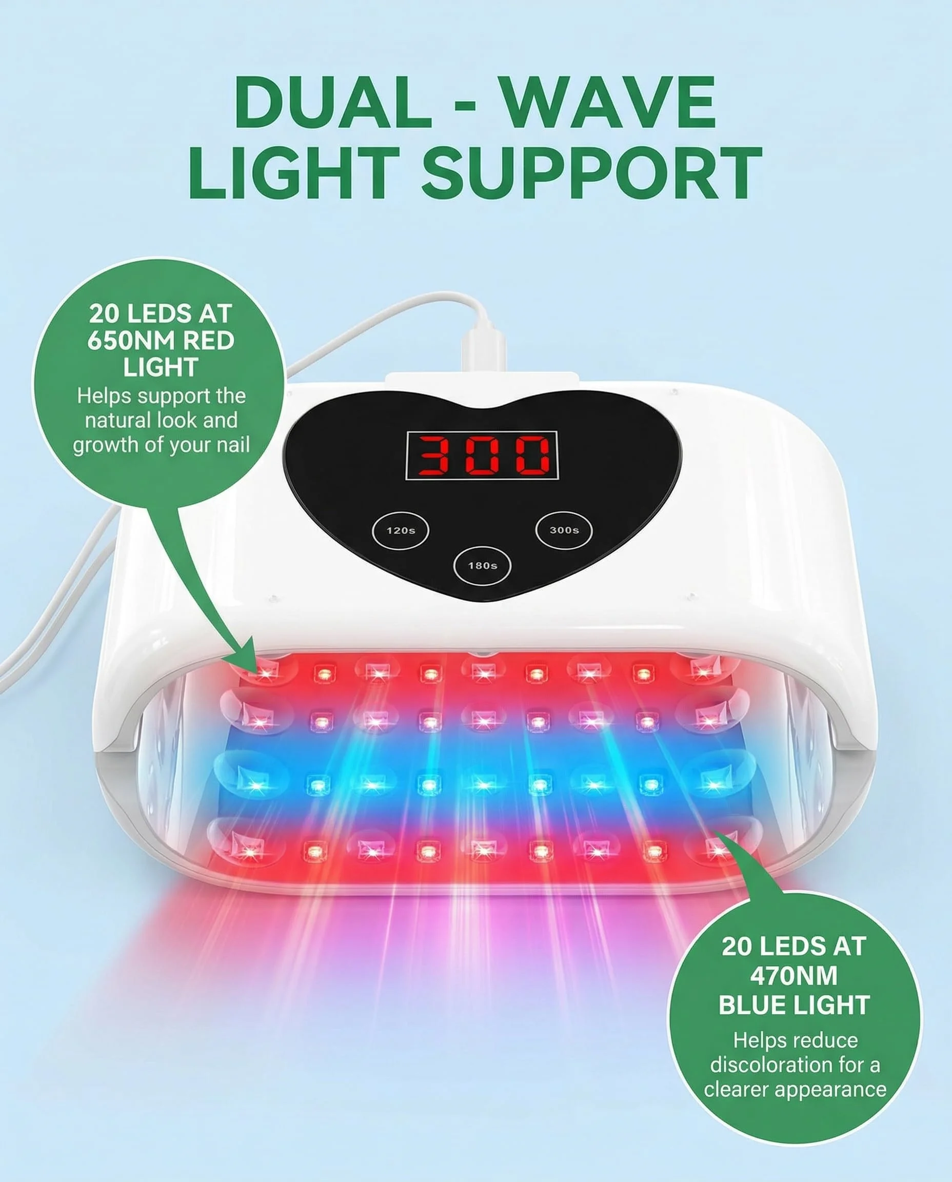 Separable Design  ﻿Repair Nail Fungus Laser Treatment Device for All Nails 80 LEDs 460nm Breathable Blue Light & 650nm Red Light Device for Nail Fungal Essential Oil Toenail Fingernail Onychomycosis Toe Cure Effectively 120s/180s/300s Timer Nail Care view 5