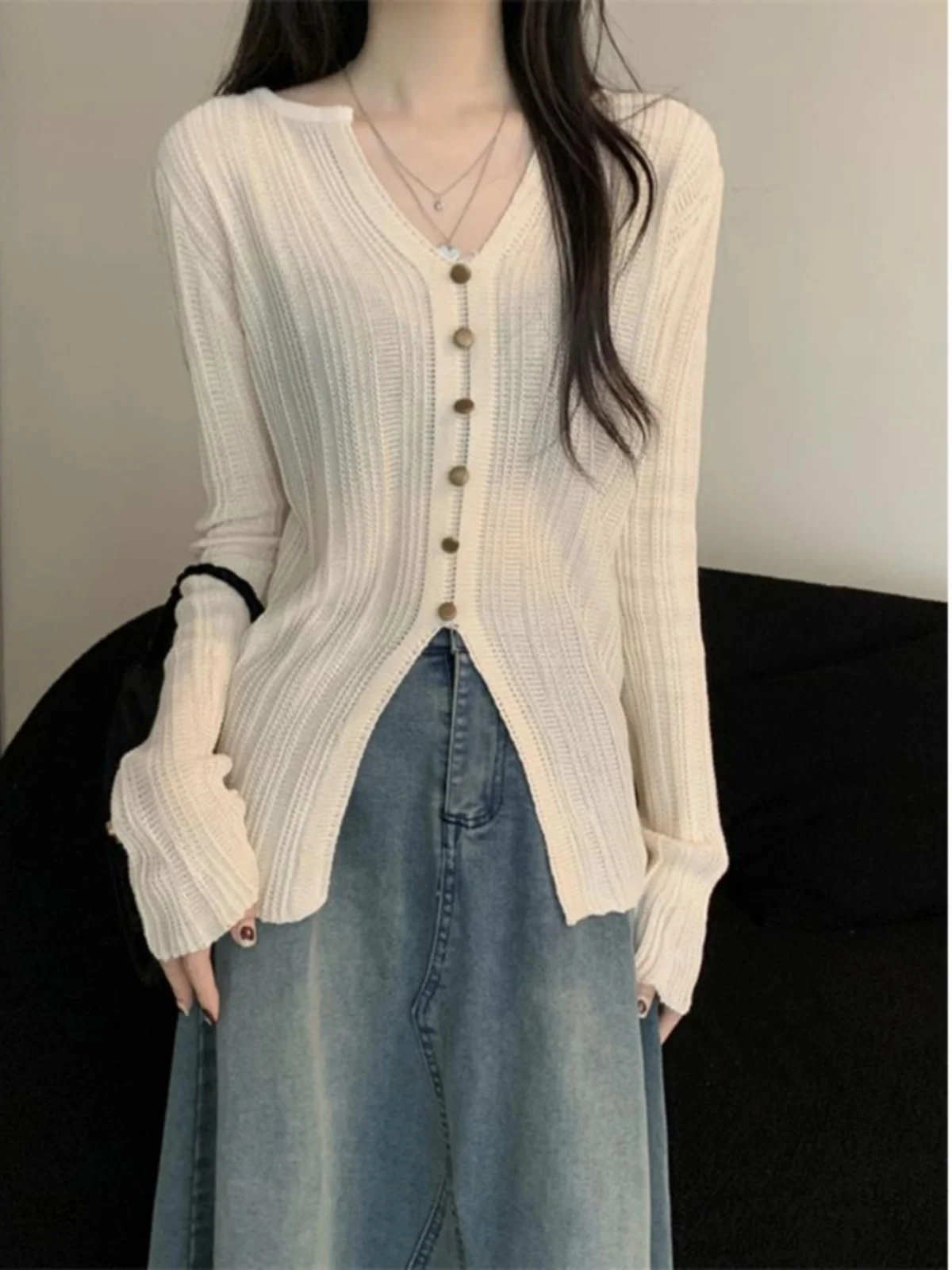 Sweaters Jumpers Cardigans Womens Funky Merino Blend Gold Button Slim Fit Colorful Lurex Elegant Sophisticated Professional Sexy