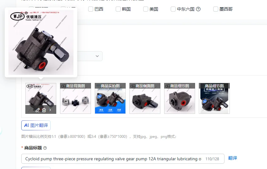 Cycloid Pump Three-Piece Pressure Regulating Valve Gear Pump 12A Triangular Lubricating Oil Pump Head With Coupling