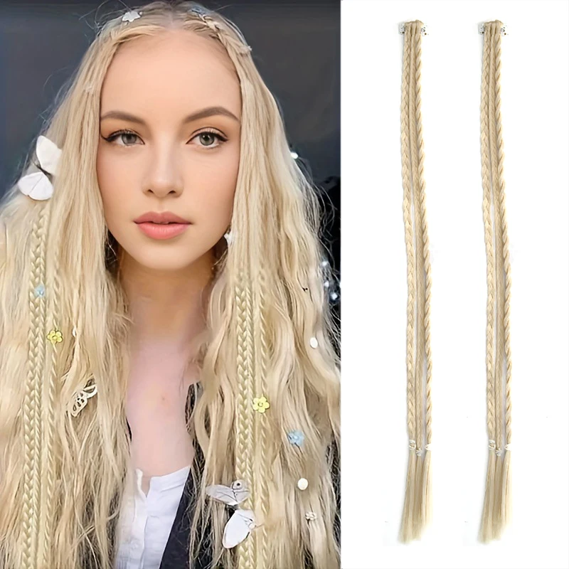 Wig three strand small Fried Dough Twists braid hair extension piece female wig braid BB clip style small braid pair