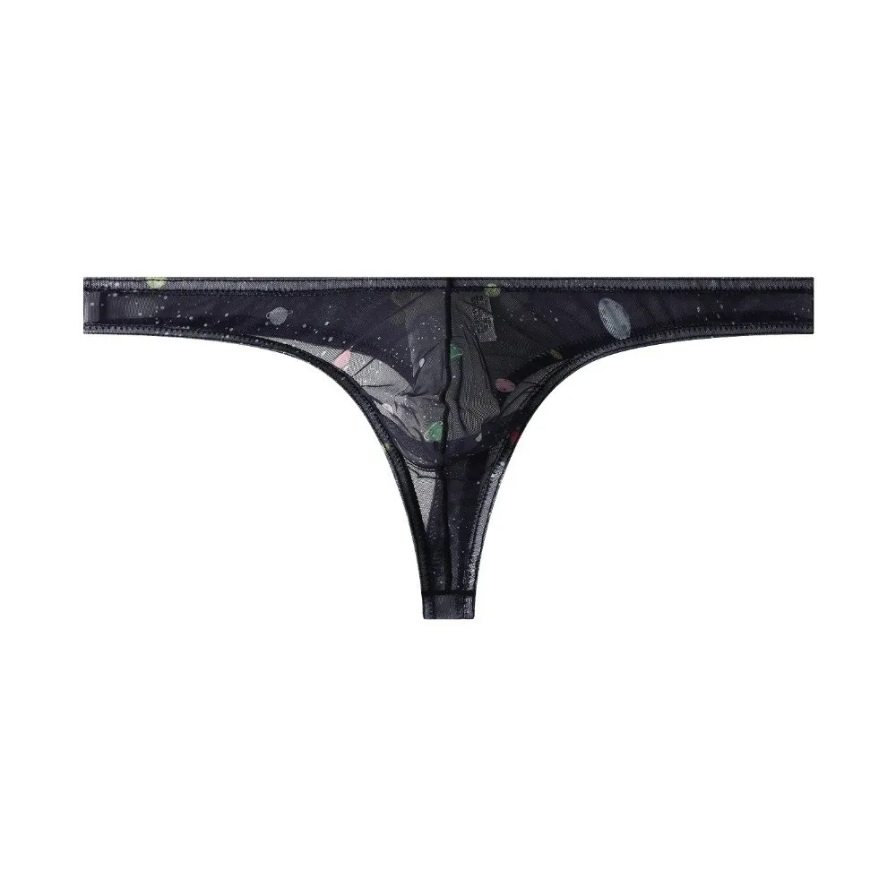 Fashion Stylish Mesh Men Thong Transparent Ice Silk Underwear Lingerie Low Waist T-back Briefs Youth Style