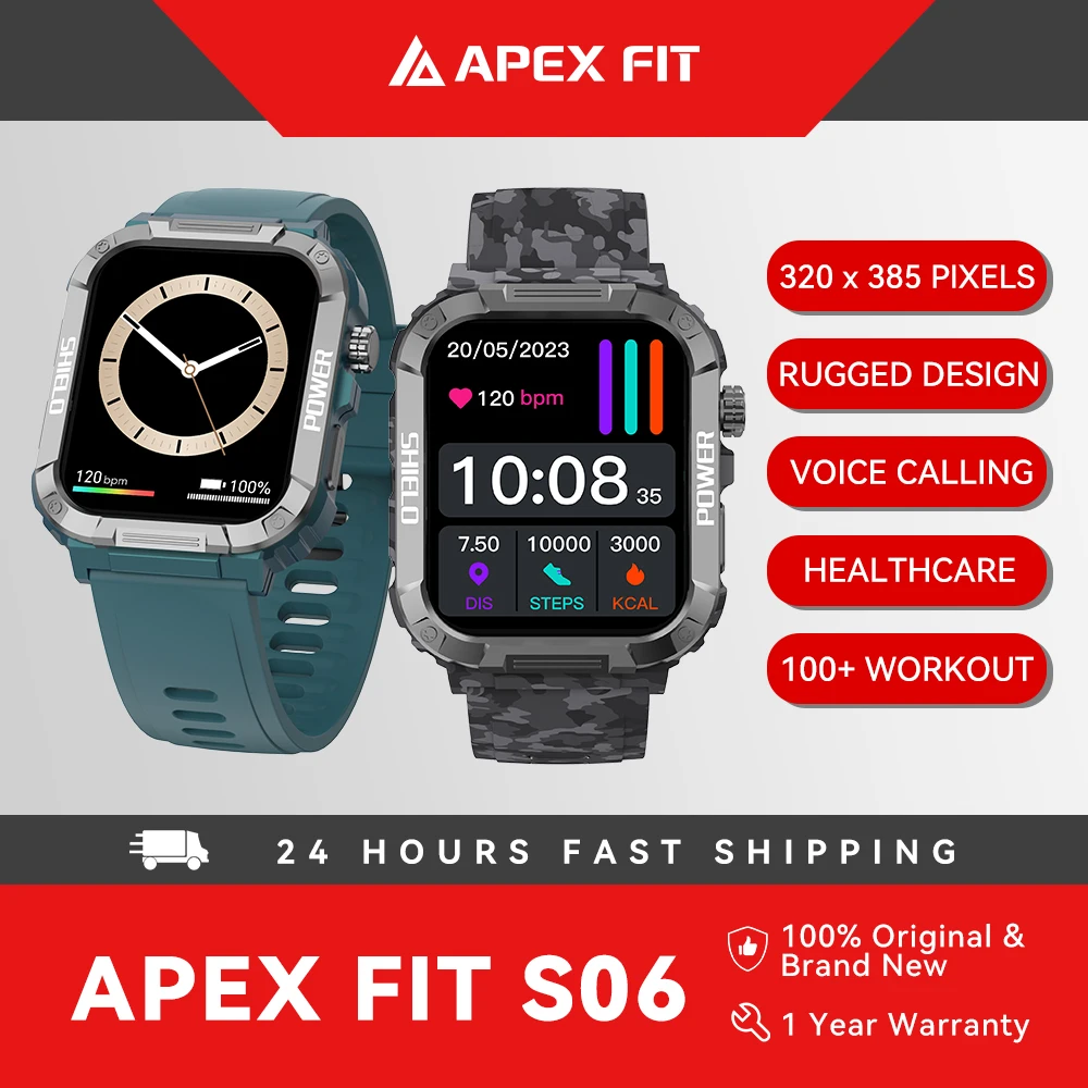 Apex Fit Sport S06 Smartwatch 1.91'' Full Touch Screen BT Call Outdoor Fitness Tracker Smart Watch With IP68 Waterproof