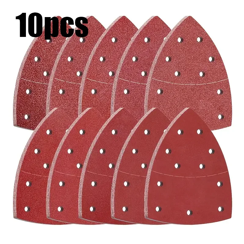 

10 шт., трехугольная наждачная бумага-силицид толстого зерна размером 40–310 мм, с 11 отверстиями для шлифовальной машины для глаз мыши