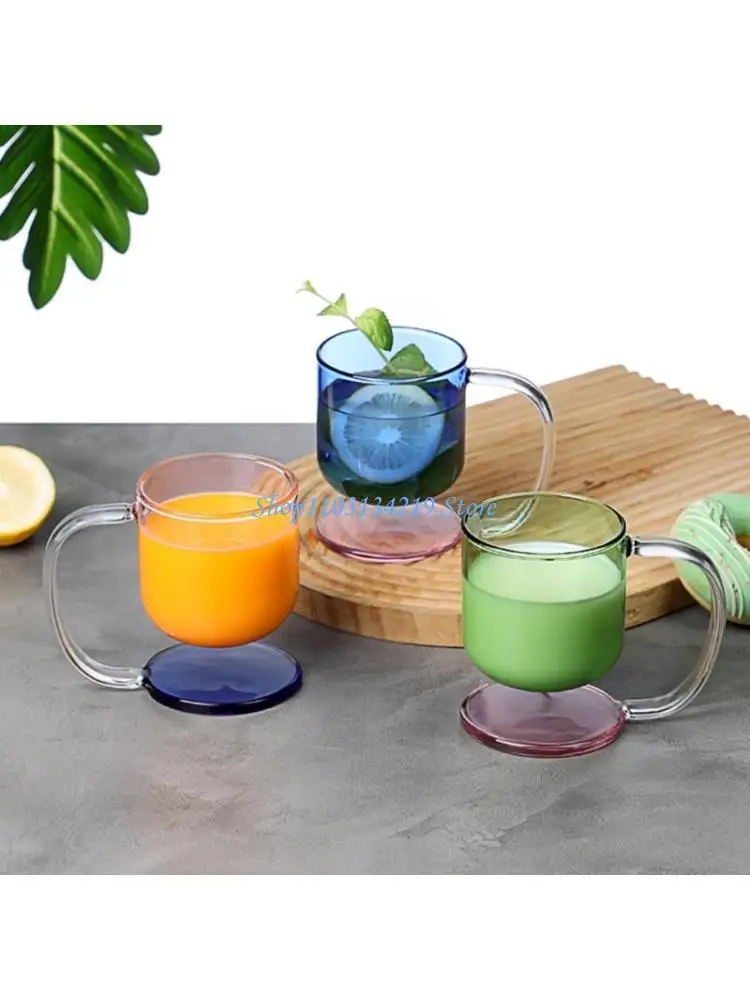 N5KC Suspended Visual Effect Glass Cup Heatproof Ergonomic Handle For Hot Cold Drink