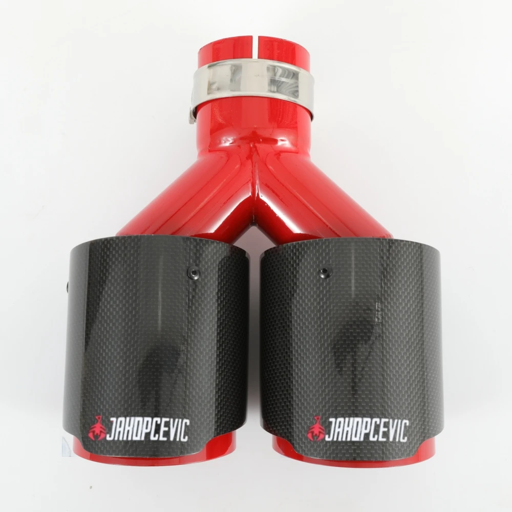 Auto Carbon Faser Glänzend Schalldämpfer Spitze Y Form Doppel Ausgang Auspuffrohr Schalldämpfer Düse Dekoration Universal Edelstahl Schwarz