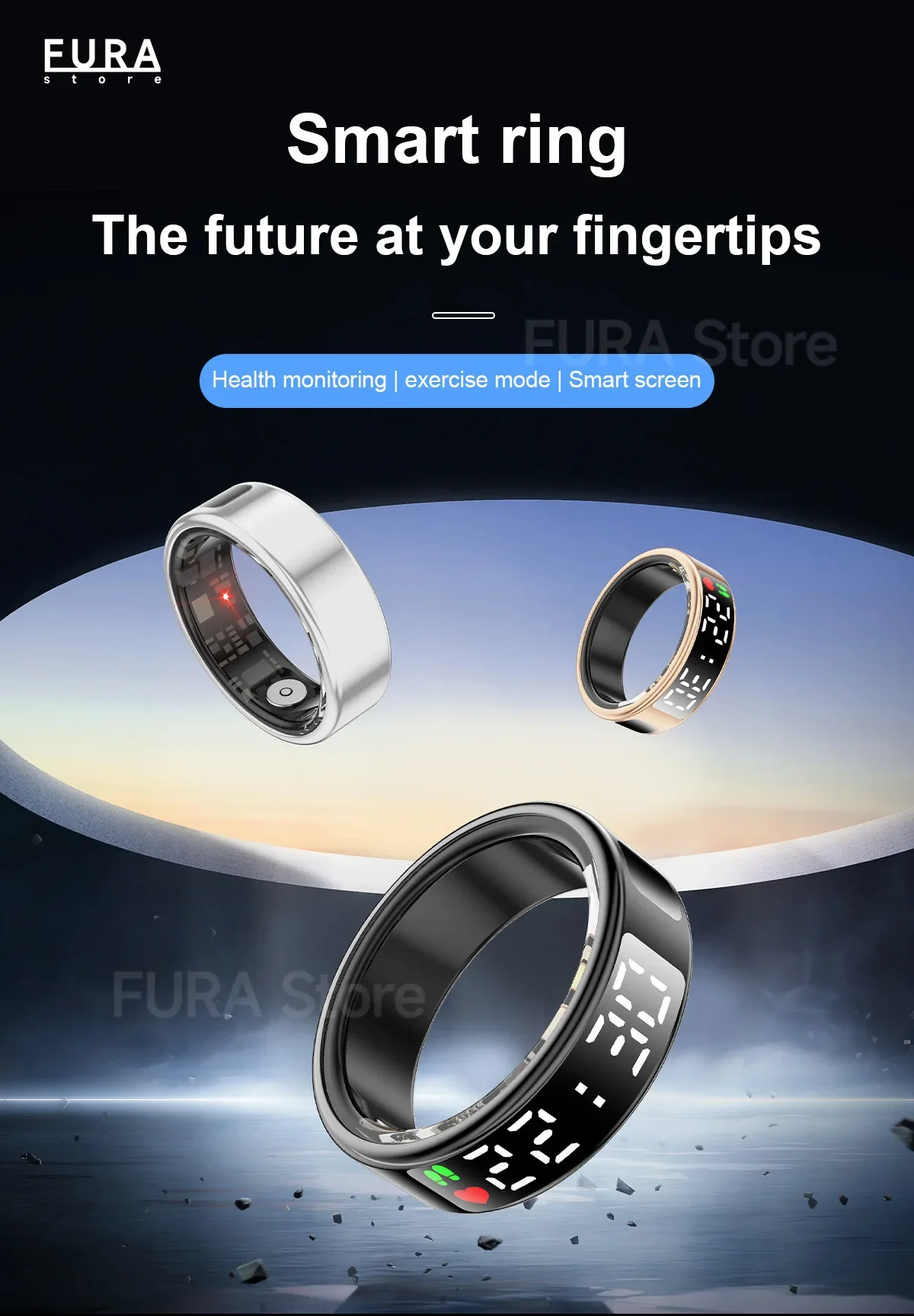 2025 SR08 Anillo inteligente Monitor de oxígeno en sangre con frecuencia cardíaca para hombres y mujeres Monitoreo de salud IP68 impermeable Modo multiexercicio