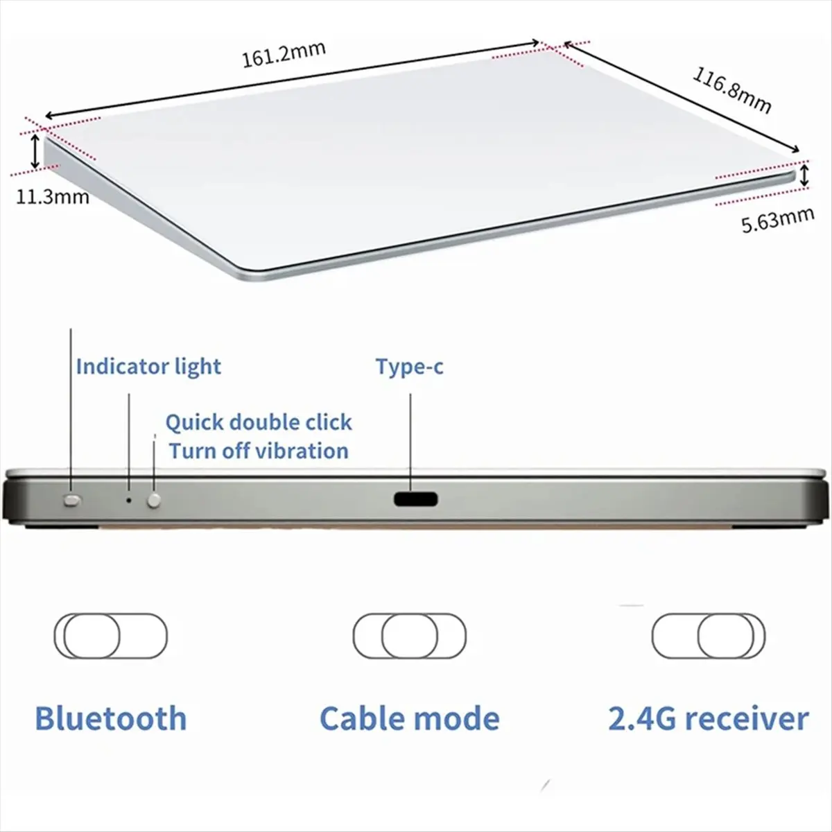 [VALUE PACK]Wireless Bluetooth Trackpad,Smooth Glass with Multi-Touch, Aluminum USB Wireless/ Wired for Win/ Touchpad