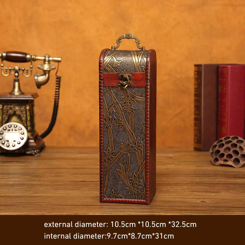 Vintage Single/Double Red Wine Box Wooden Wine Box Retro Treasure Gift Xmas Wine Storage Box Case Bottles Package with Handle
