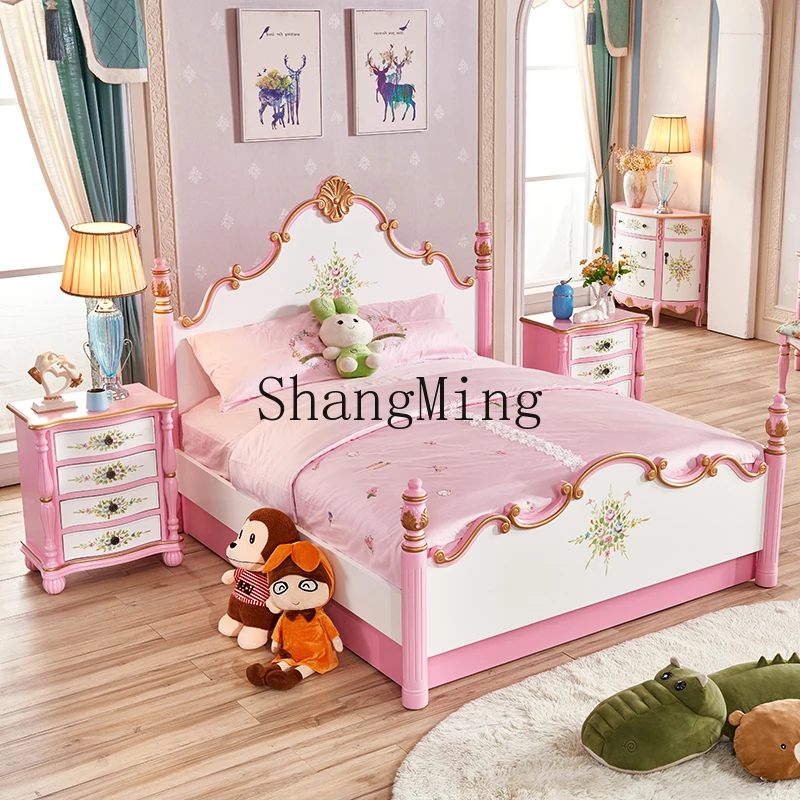 

LXY rural solid wood bed master bedroom double bed leisure comfortable bed