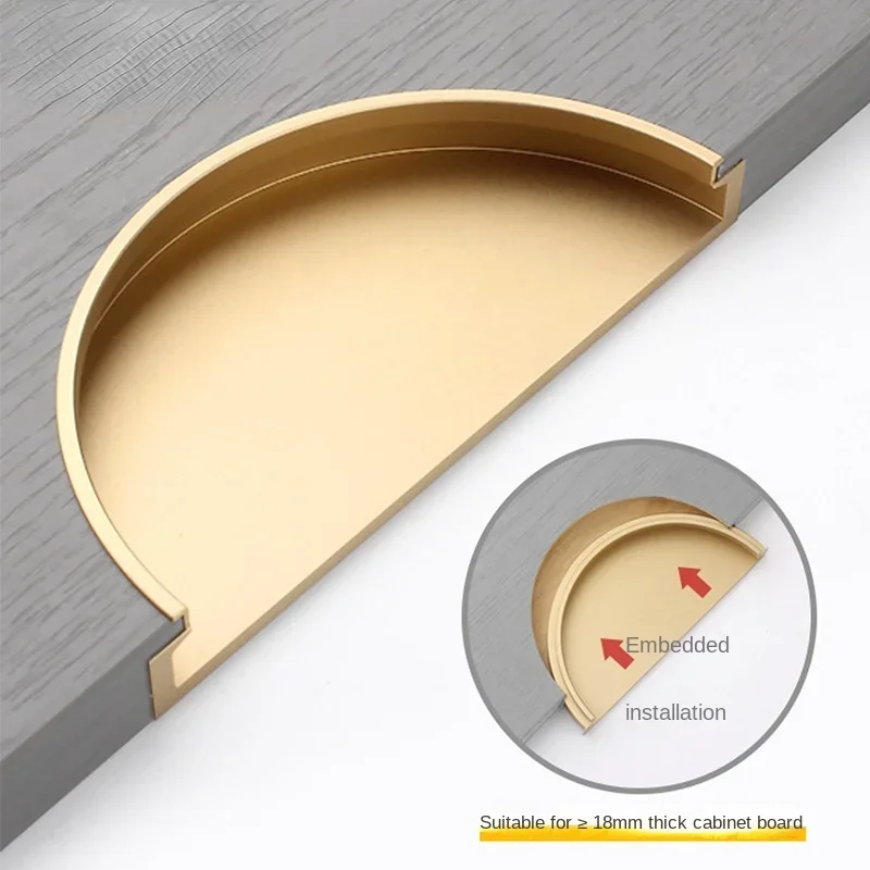 

Aluminum Alloy Half Circle Design Brass Gold Door Knobs Matte Black Half Moon Round Drawer Pull Wardrobe Handle