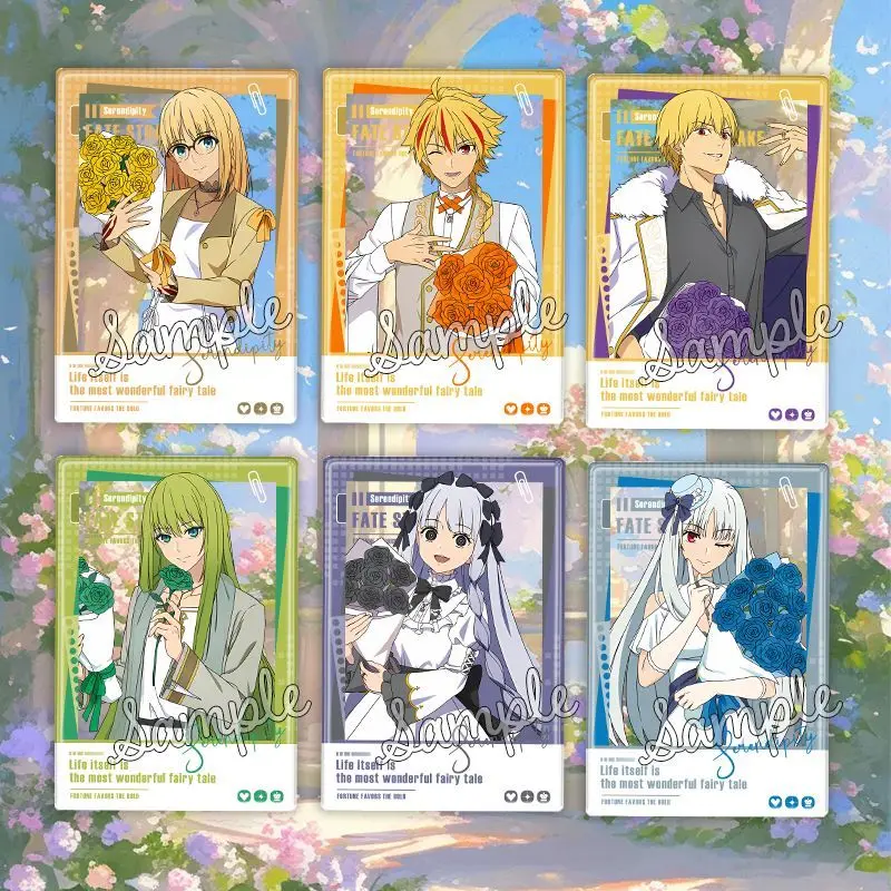 Llavero con diseño de ramo de rosas Fate, llavero transparente con tarjeta, llavero acrílico para mujer Richard I, colgante Ayaka Sajyou, regalo para chica Gilgamesh