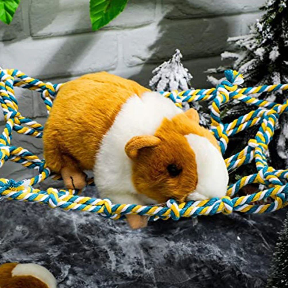 

2pcs Colorful Woven Climbing Nets Sturdy Metal Rope Hammock Net for Pets Parrot Playing Squirrel Hamster Bird Hanging Toy
