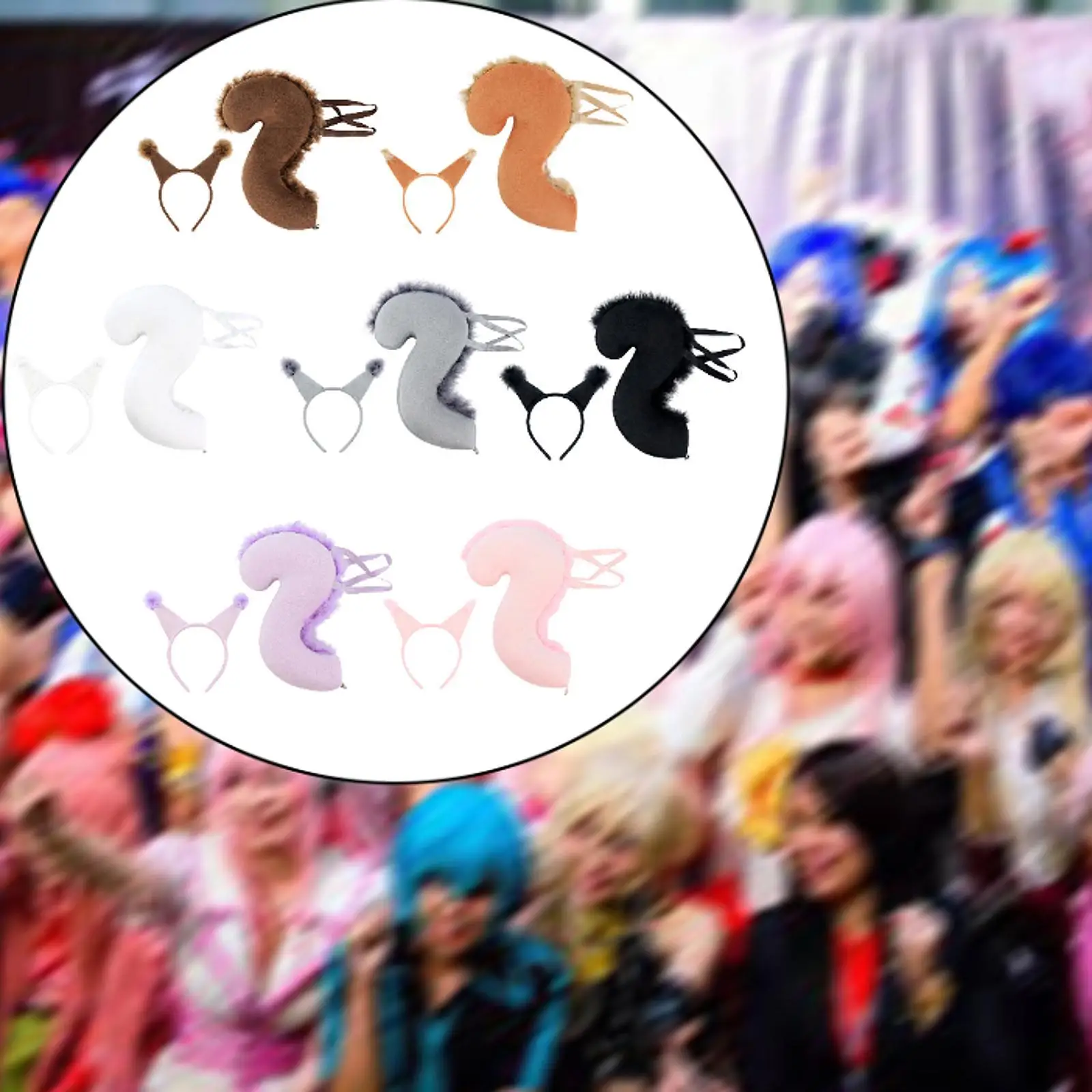 

Cosplay Ears and Tails Polyester Squirrel Headband Tail Set Animal Accessories for Children Halloween Event