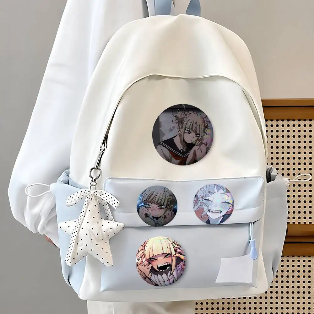 A-Himiko Toga Creative Round Button Pins Badge Set Cartoon Anime Movie Music Pattern Brooches For Bags Jackets