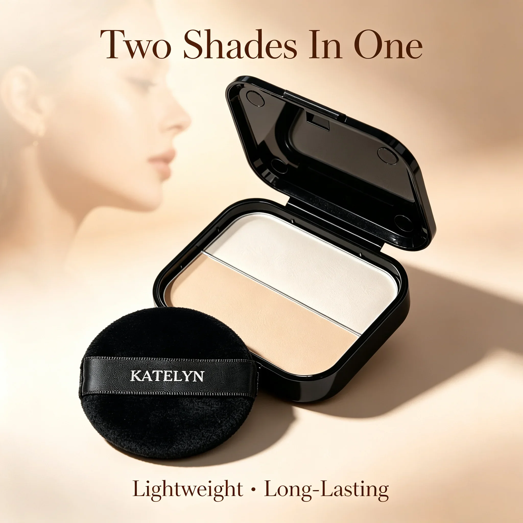 Dual-color matte highlighter contouring palette for brightening the eyes and nose, sweat-proof dual palette