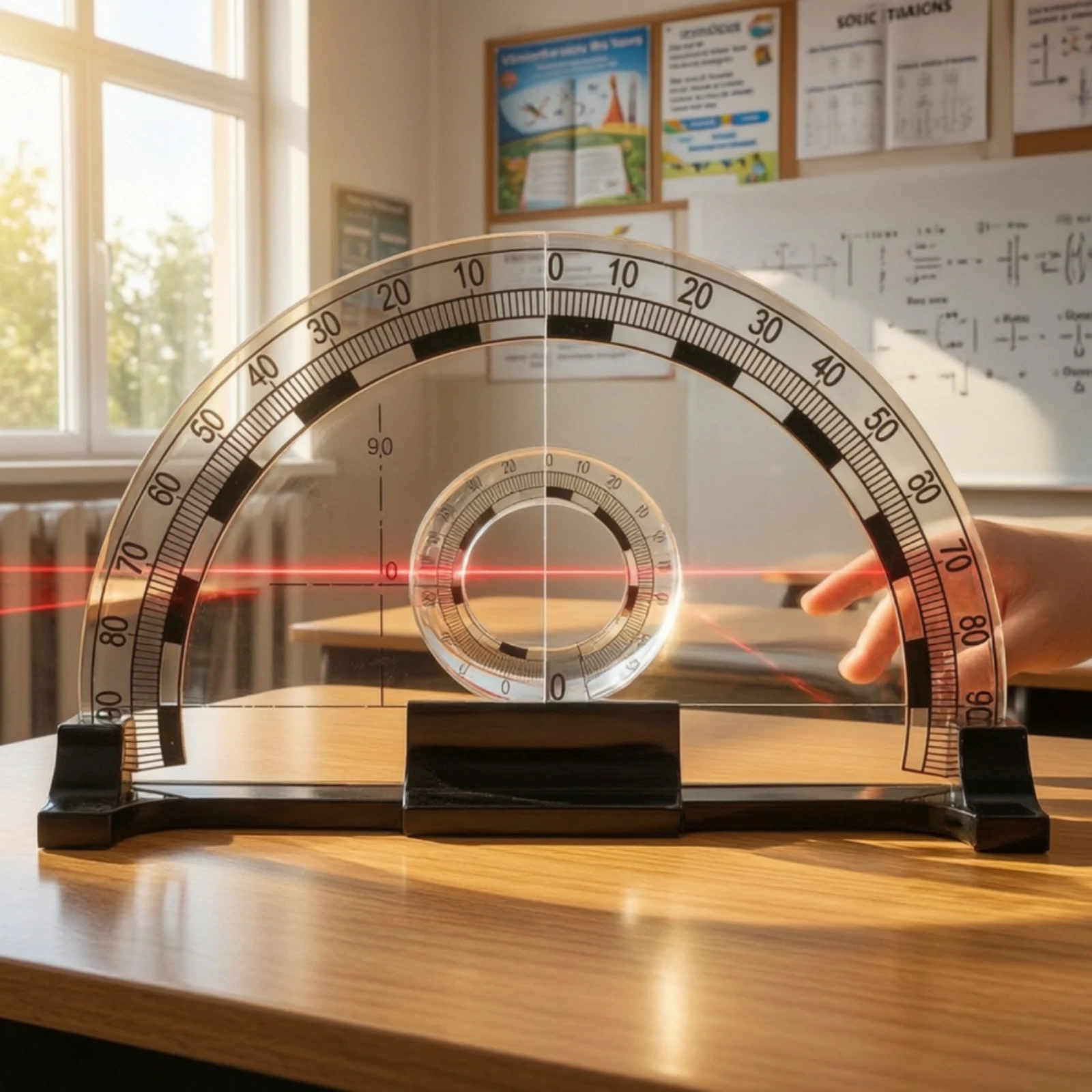 Light Reflection and Refraction Demonstrator Adhesive-Backed Optical Reflection and Refraction Demonstrator Optics Teaching Aid