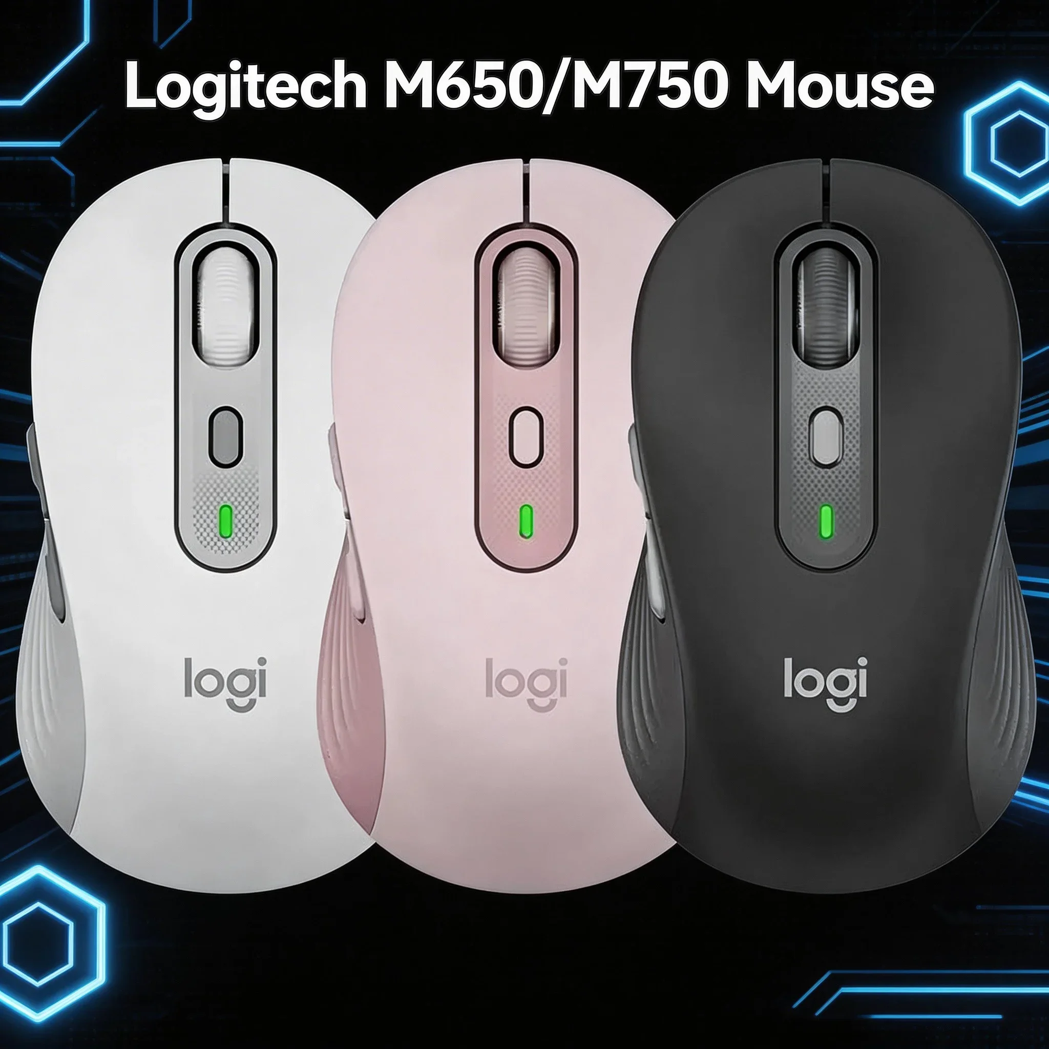Logitech M650 M750 Noise-Free Wireless Silent Mouse Quiet Click Bluetooth for Focus Work Office PC Laptop Computer Peripherals