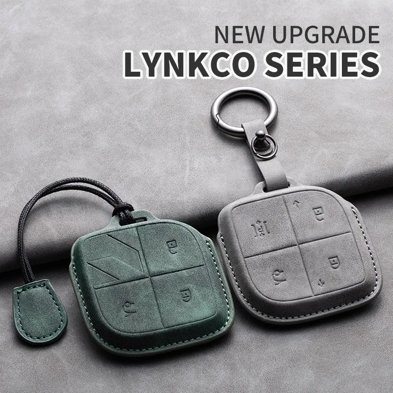 Leather Car Key Case Cover Fob LYNK&CO 2022 2023 2024 LYNK CO 08 For LYNKCO 01 02 03 05 06 09 Car Accessories