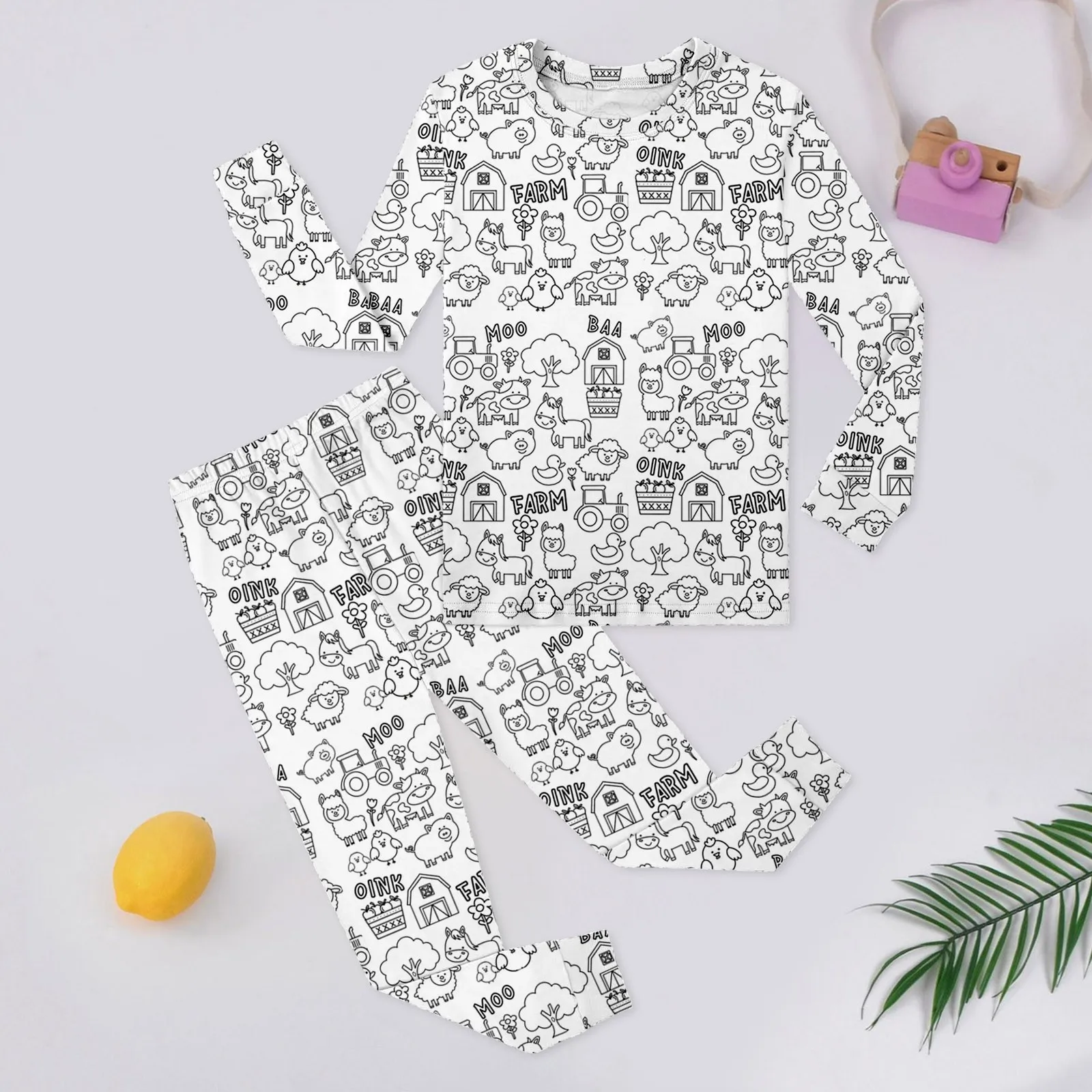 

New DIY Pajamas Kids Sketch Colorful Pajama Set Kids Art Color Your Own Pajama Handicraft Toys DIY Crafts Homewear For Baby Girl