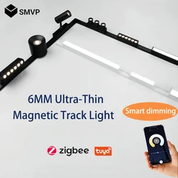 6MM sottile Smart Tuya Zigbee dimmerabile soffitto montaggio superficiale Magnetie sistema di illuminazione a binario nero bianco sottile lampada sicura DC48V per la casa