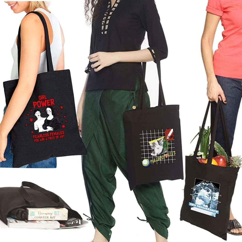 Women Shopping Bag Shoulder Canvas Bags Large Capacity Wild Messenger Bag Handbag Sculpture Pattern Travel Print Tote Bags